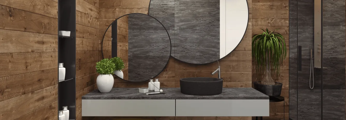 Installing a modern chrome bathroom faucet
