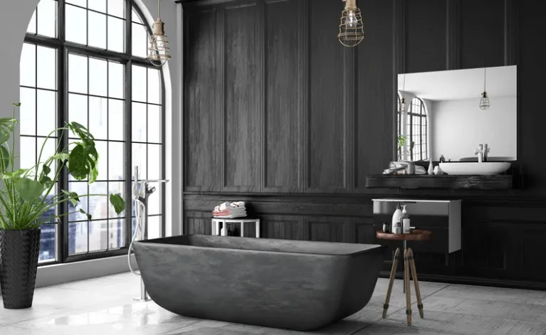Renovated bathroom luxury shower plumbing