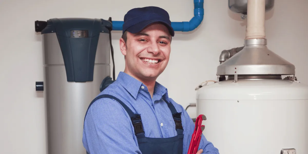 Plumber repairing a burst copper pipe